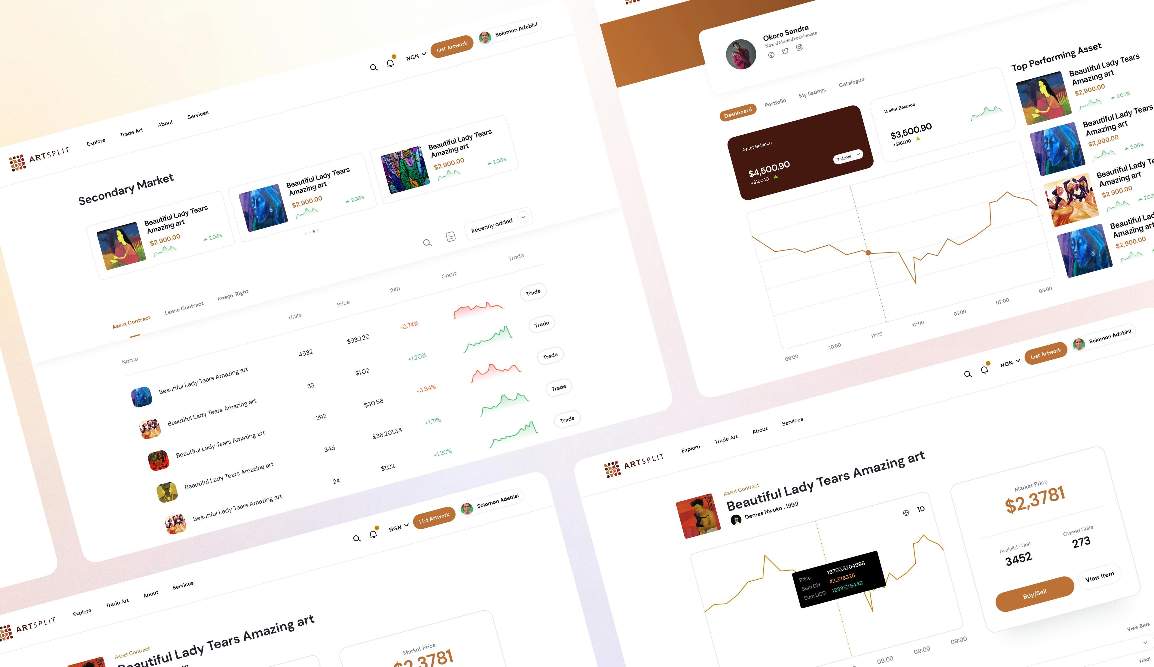 Web App - Art Trading Screens 